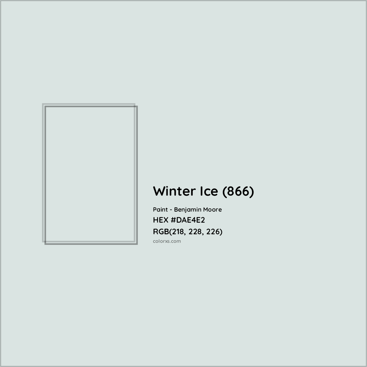 HEX #DAE4E2 Winter Ice (866) Paint Benjamin Moore - Color Code