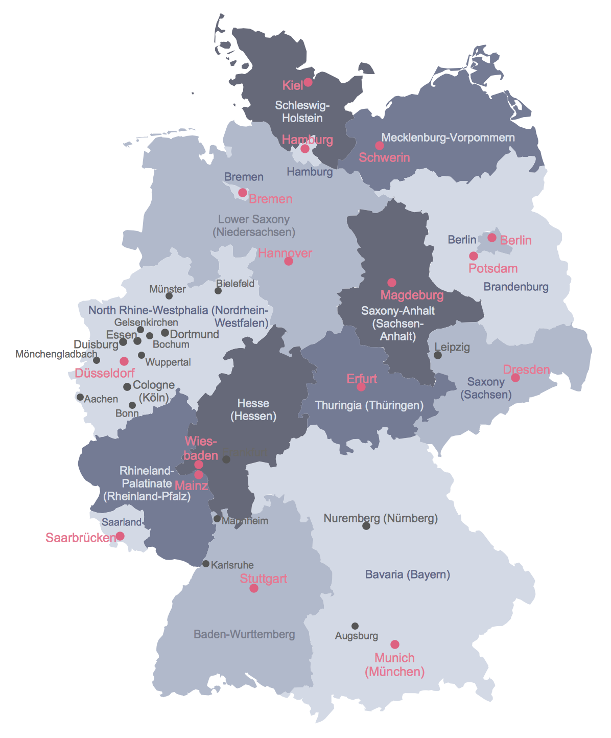 Map Of Germany With States And Major Cities