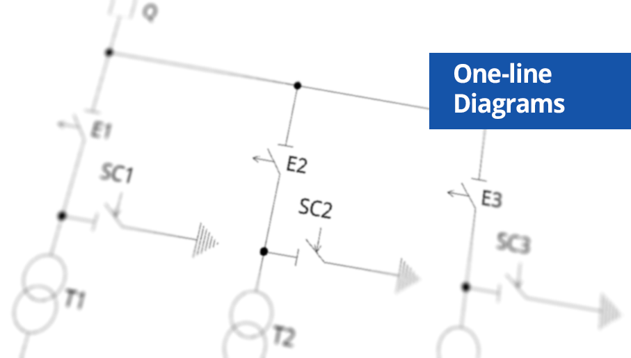 one-line diagram, single-line diagram, electrical diagram, engineering diagram, electrical symbol, one-line drawing