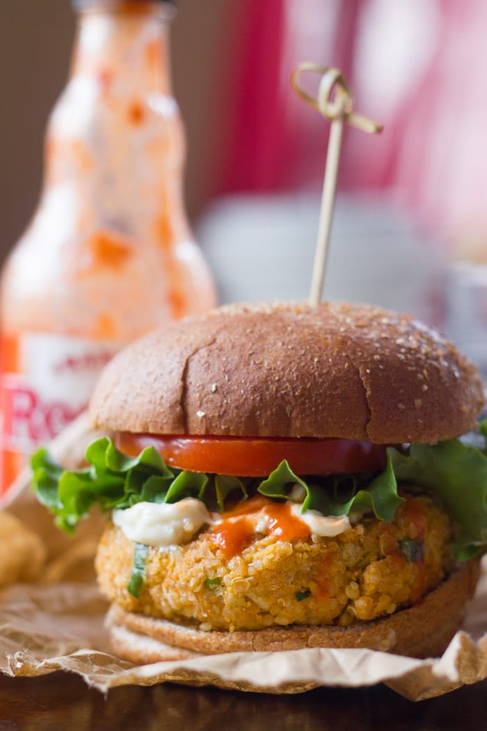 Buffalo Chickpea Quinoa Burgers