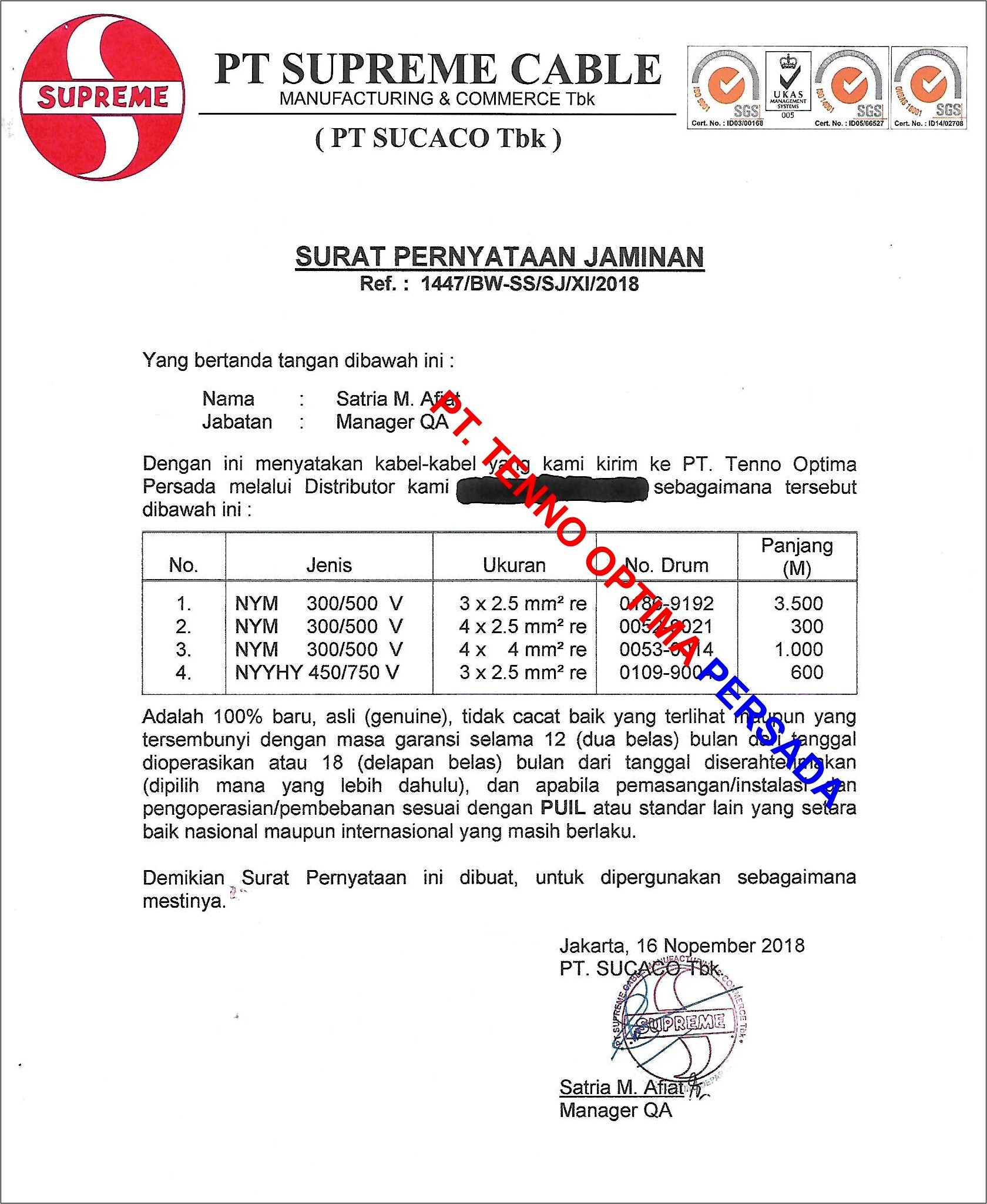 Contoh Surat Pernyataan Garansi Pekerjaan Surat Lamar - vrogue.co