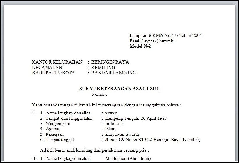 Contoh Surat Izin Balik Nama Telkom