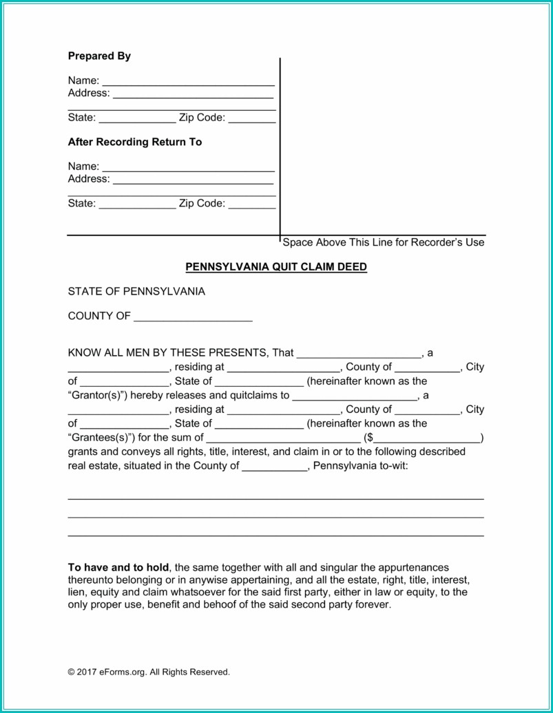 Quit Claim Deed Form Pdf