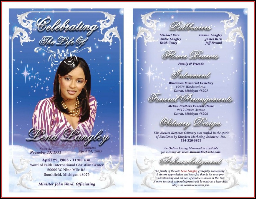 Free Editable Funeral Program Template Microsoft Word Uk