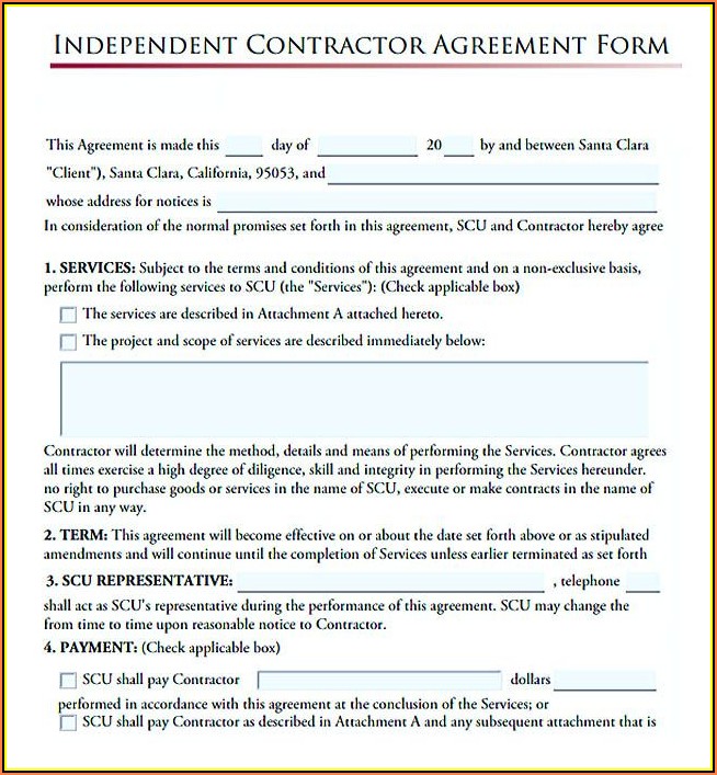 Simple Independent Contractor Agreement Form