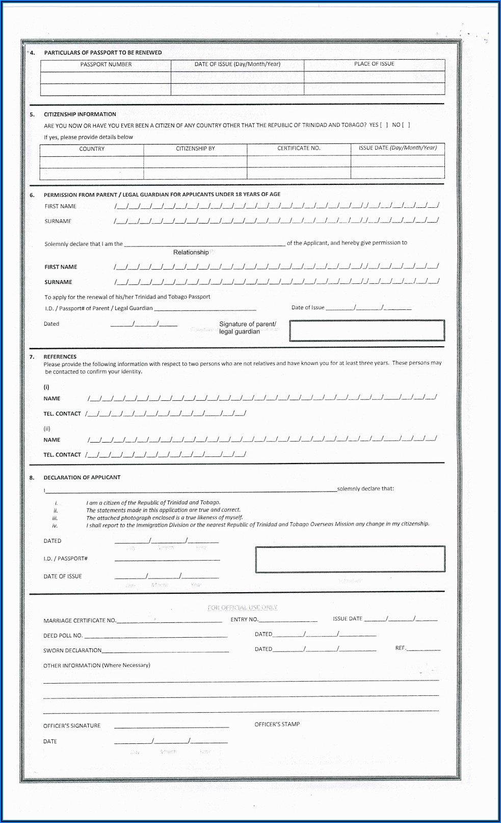 Passport Forms Renewal Trinidad And Tobago