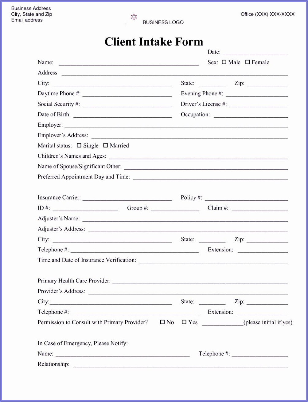 Counselling Intake Form Pdf