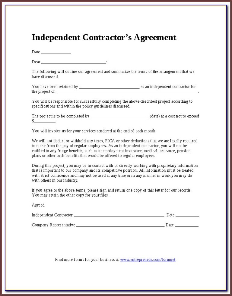 Printable 1099 Form Independent Contractor