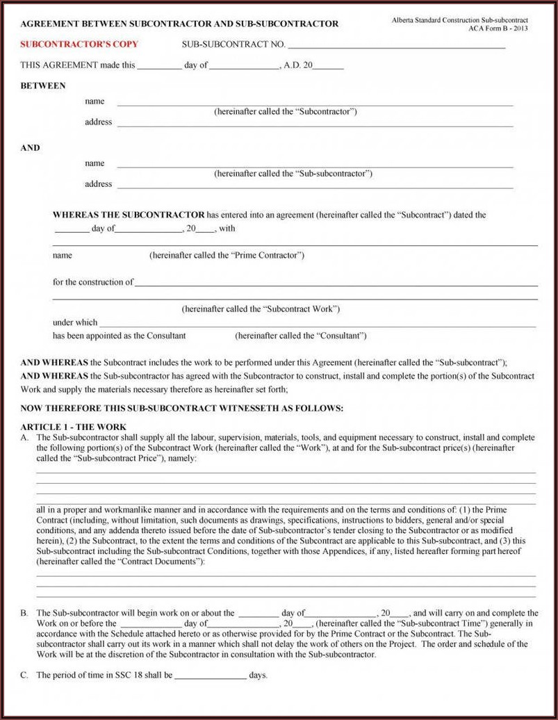 Sample Of Independent Contractor Agreement Form