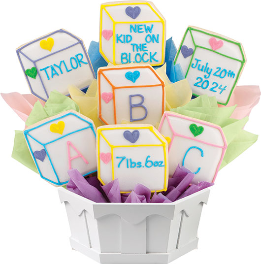 A109 - Baby Blocks Cookie Bouquet