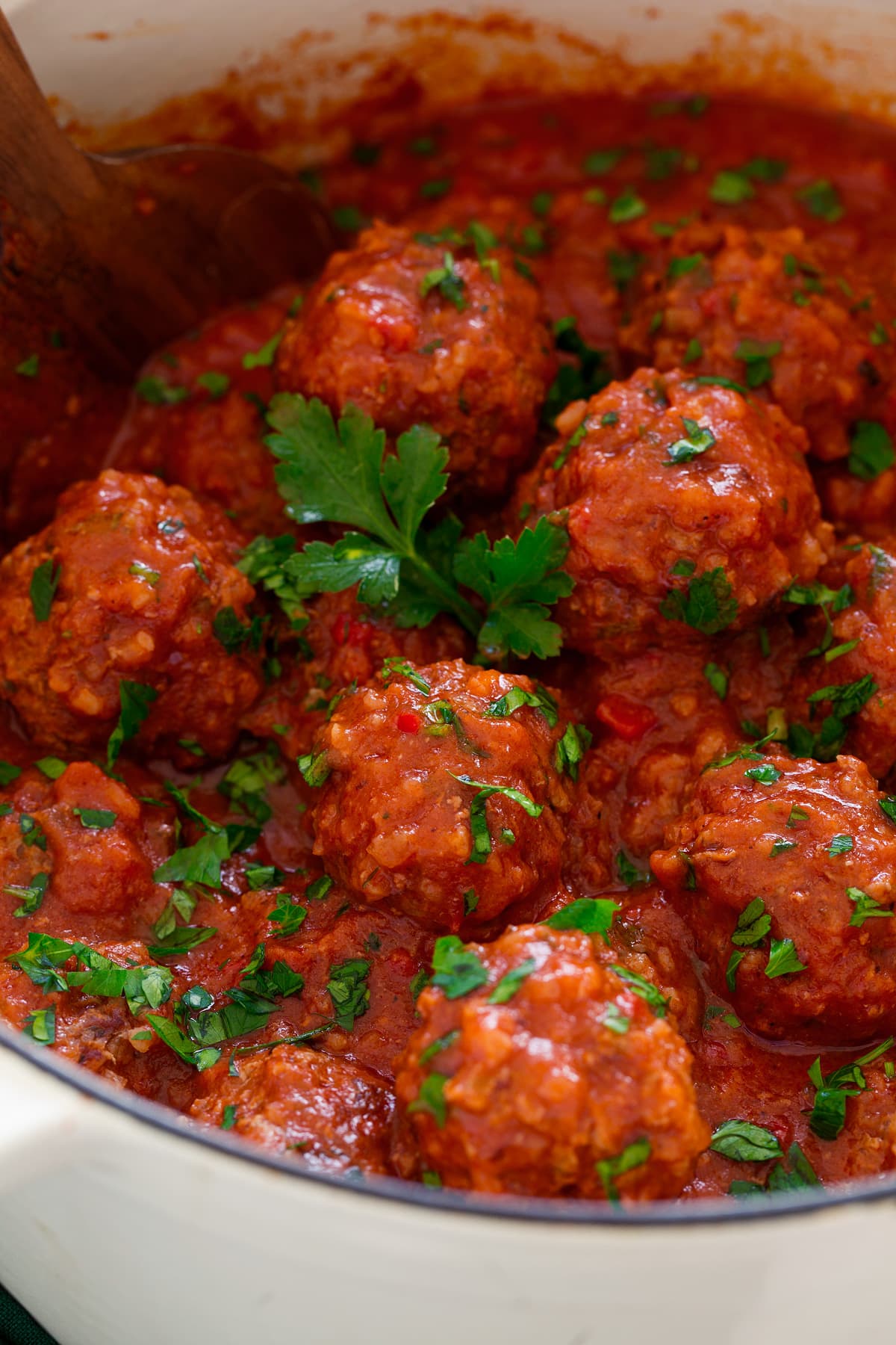 Close up photo of Porcupine Meatballs.