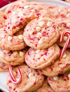 Close up photo of peppermint cookies showing texture.