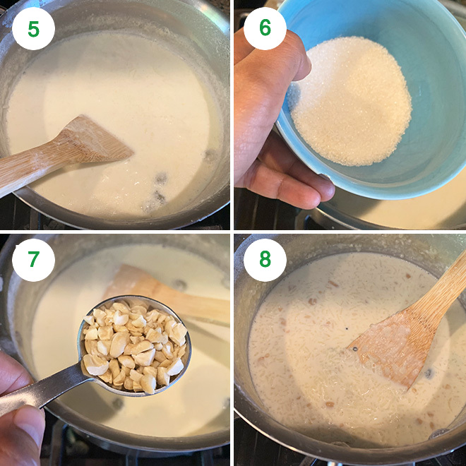 step by step pictures of making rice kheer at home