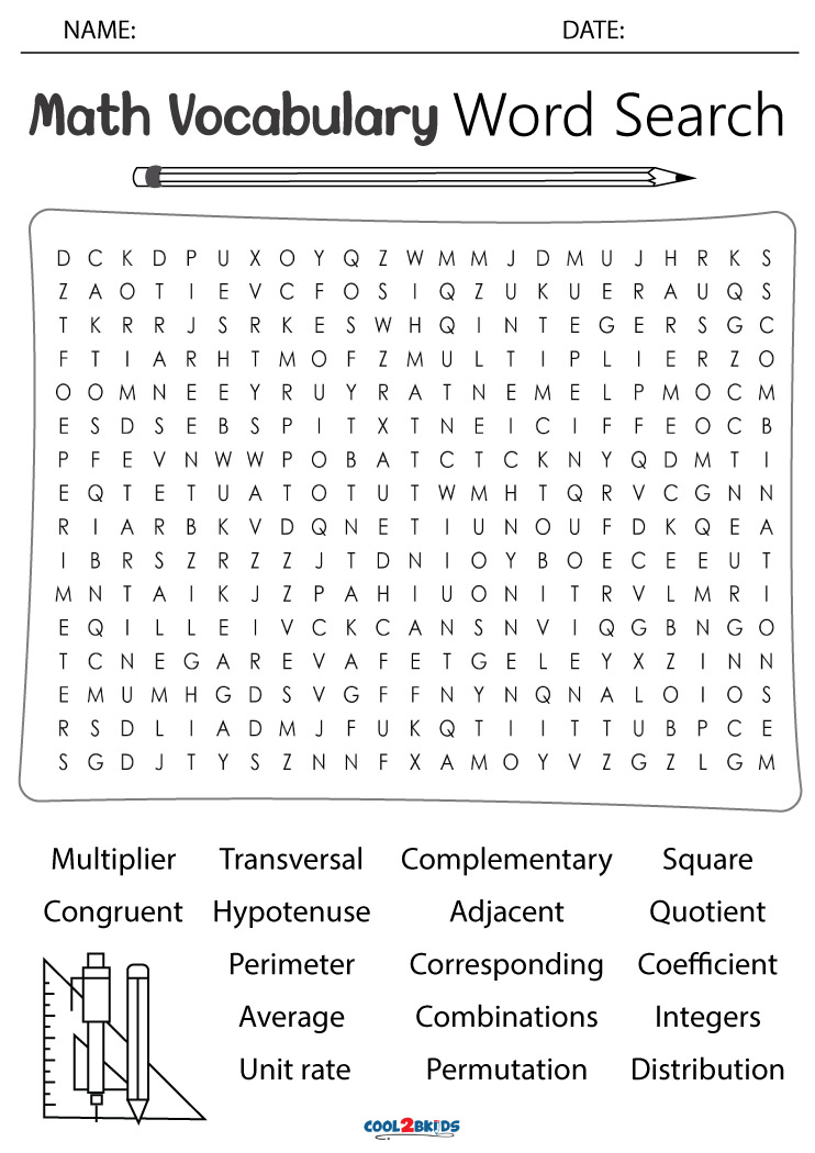 Free Printable Word Search Math Terms