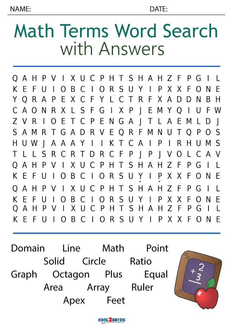 Math Words Word Search