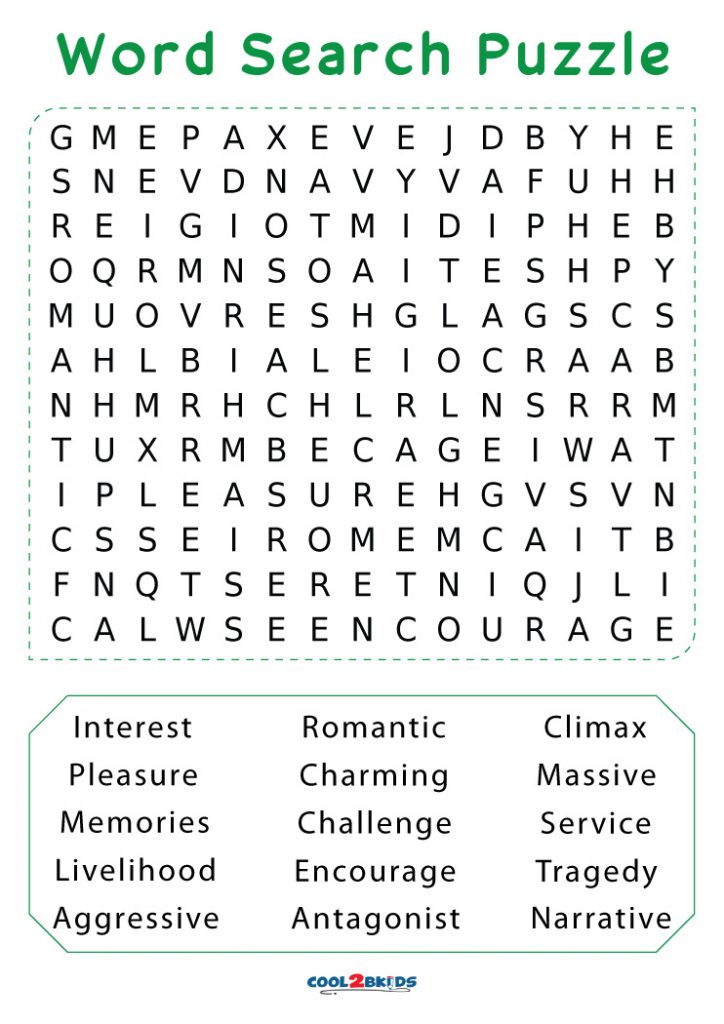 Large Print Word Searches For Seniors Printable