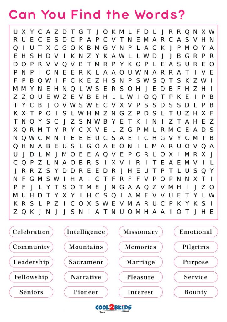 Senior Citizen Large Print Word Search Puzzles For Seniors Printable