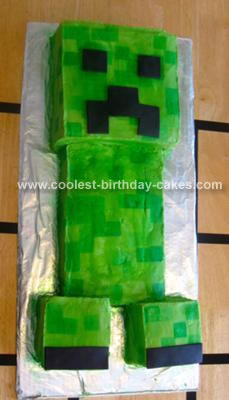 Homemade Minecraft Creeper Cake