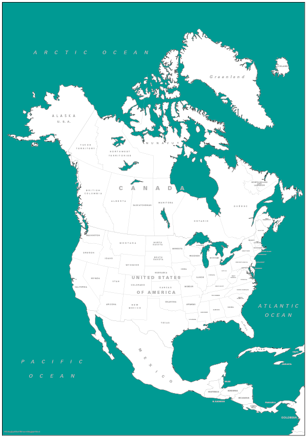 Retro North America Map