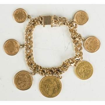 14k Gold Bracelet with Gold Coins