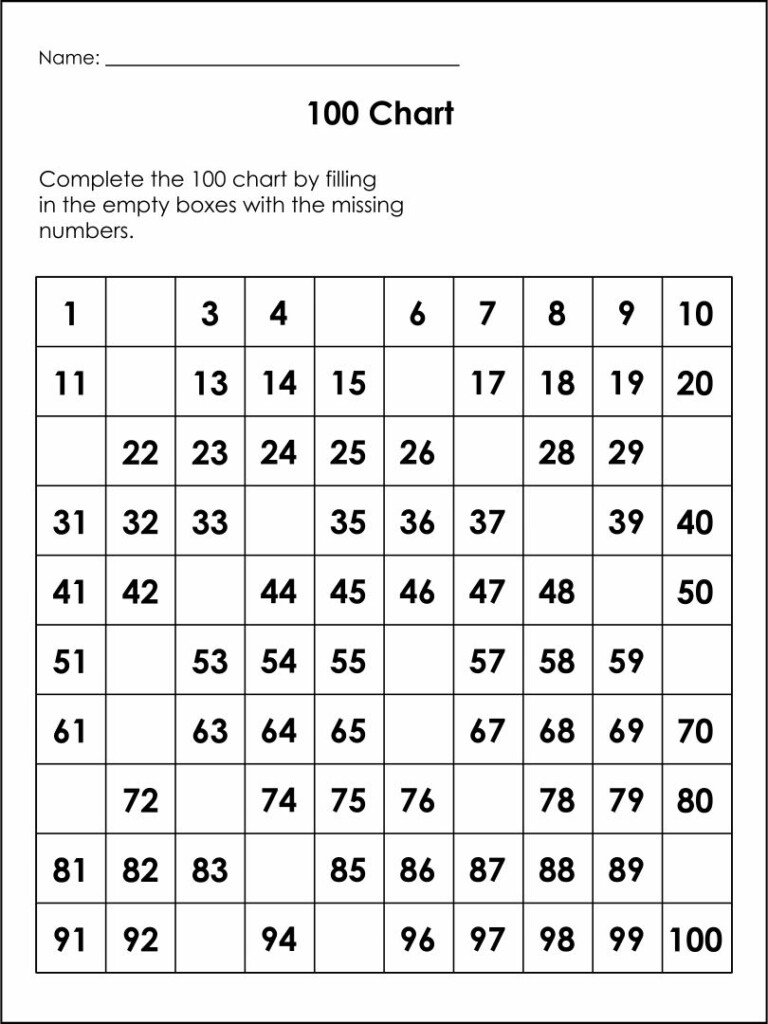 10 Best Missing Number Charts Printable Printablee - CountingWorksheets.com