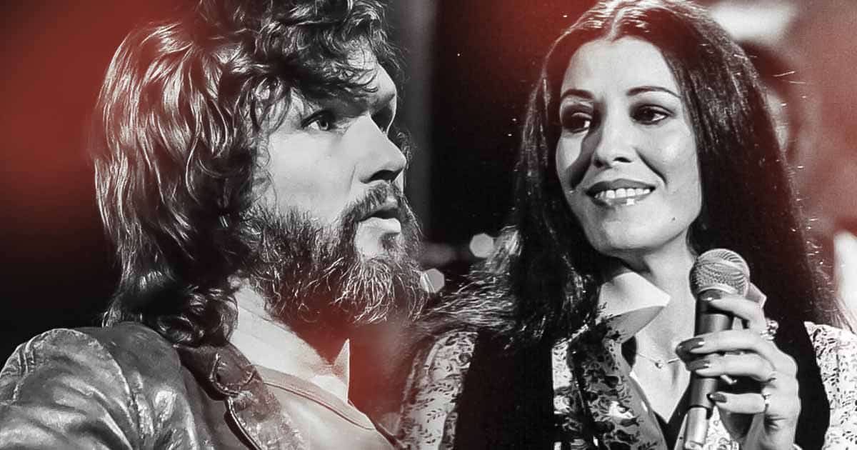 Kris Kristofferson and Rita Coolidge performing their duet 'Please Don't Tell Me How the Story Ends,' capturing the beauty and heartbreak of love's final moments.