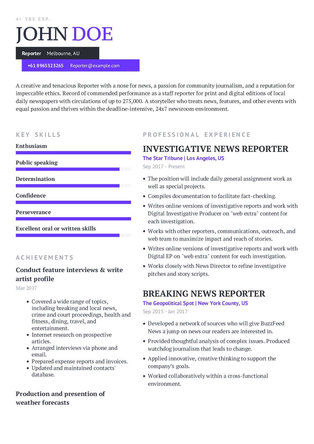 Journalist Resume Writing Guide 12 Resume Templates 2020