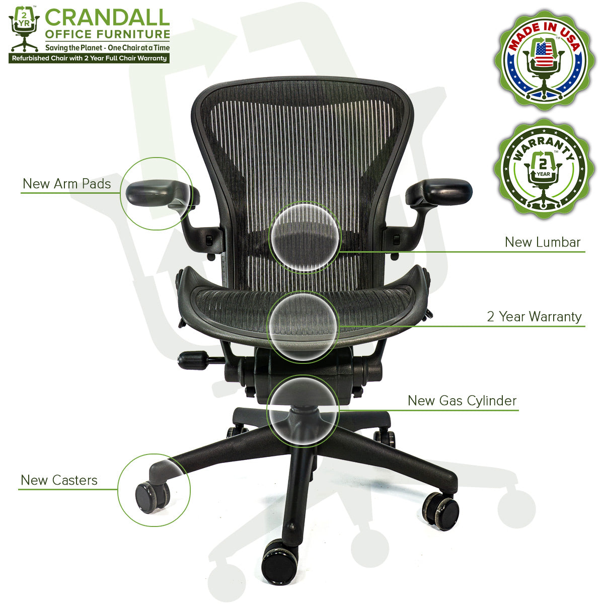 refurbished herman miller aeron chair  size b