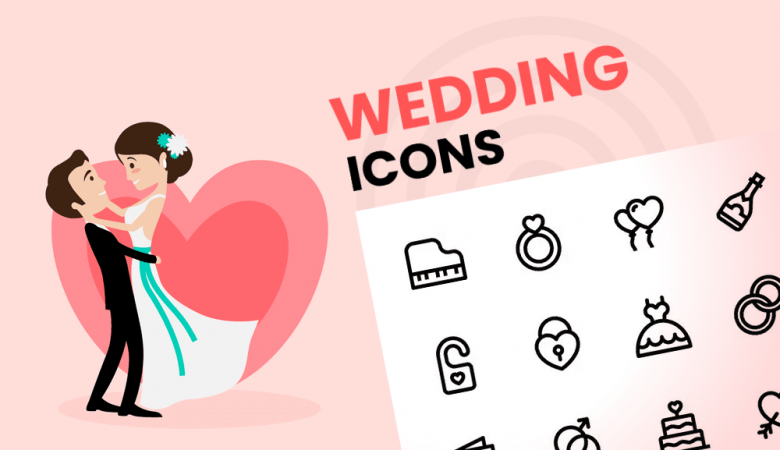 Wedding icon sets cover