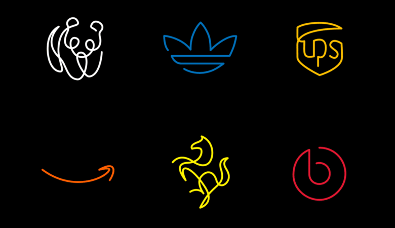 A famous logos drawn in a single line cover