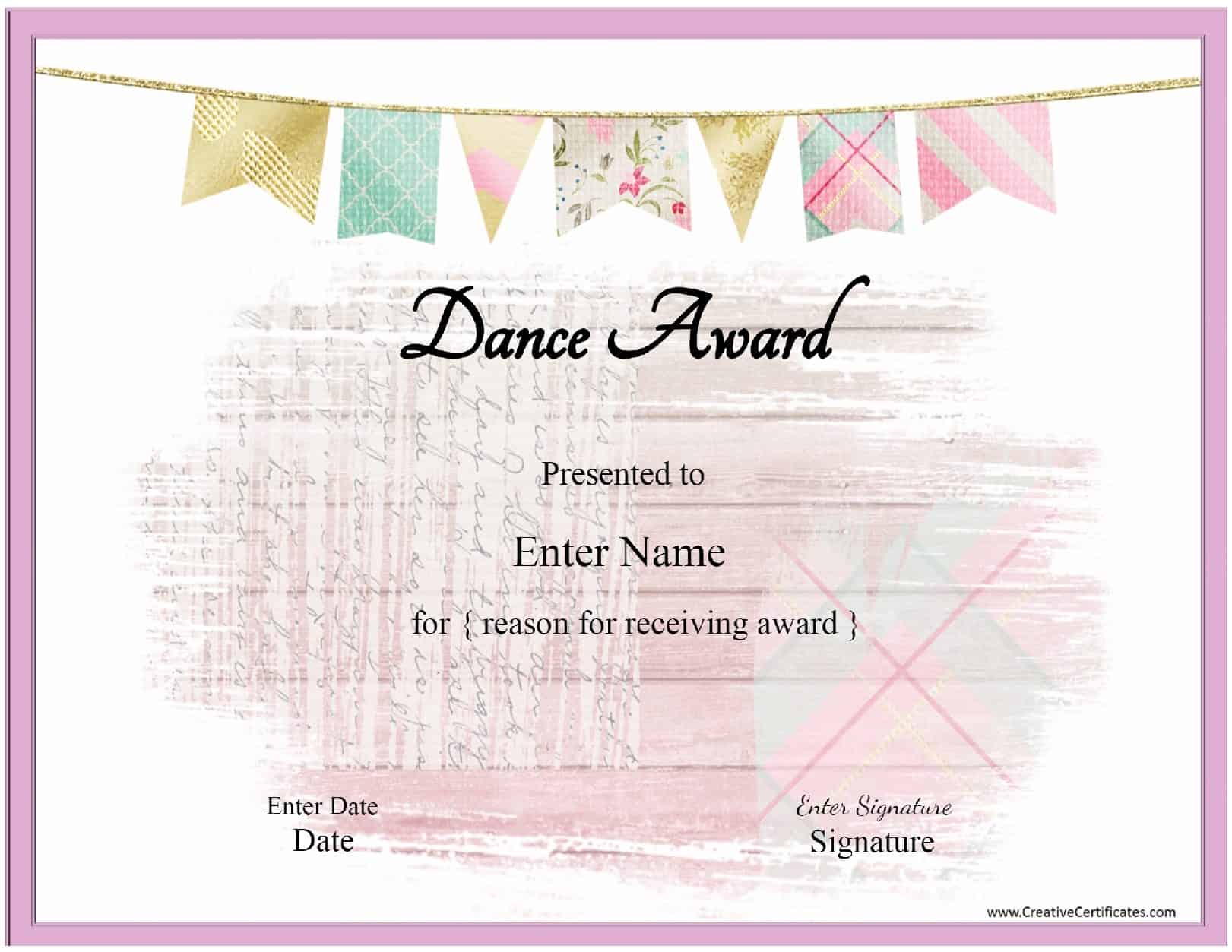 Free Printable Dance Certificate Template - Printable Templates Free