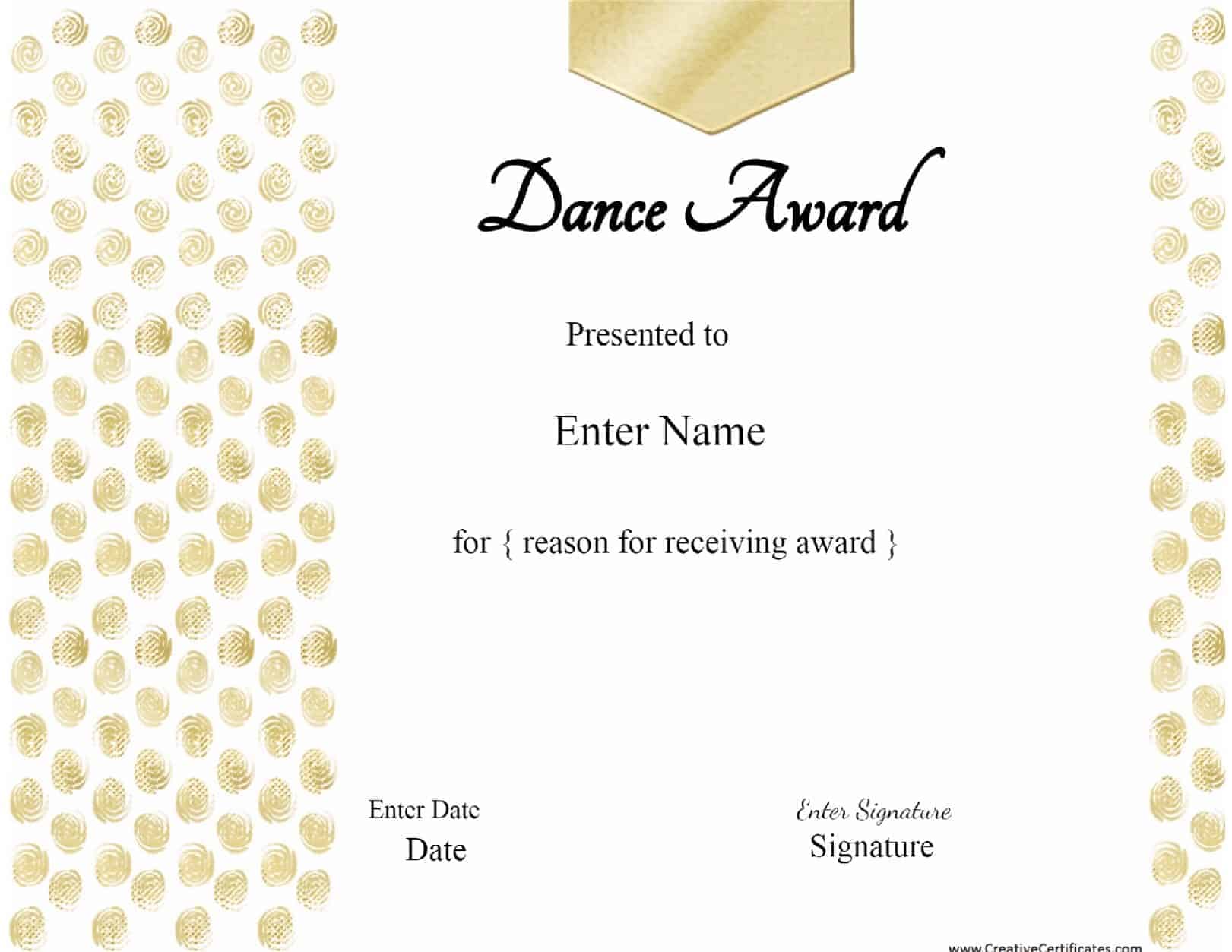 Dance Certificate Templates