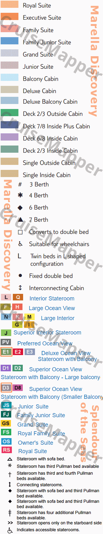 Marella Discovery deck 5 plan (Lobby-Lounge-Shops) legend