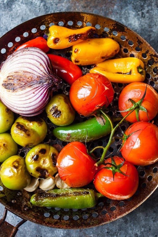 Easy grilled salsa charred veggies!