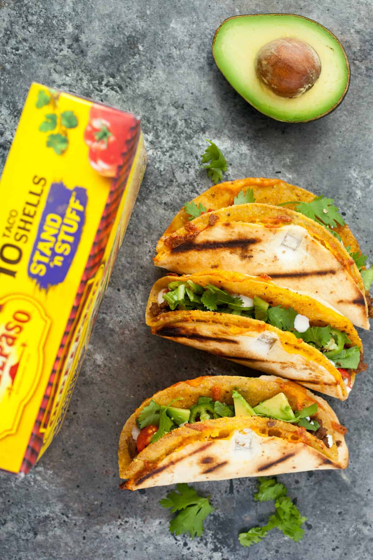 Quesadilla Taco Shells with taco filling.