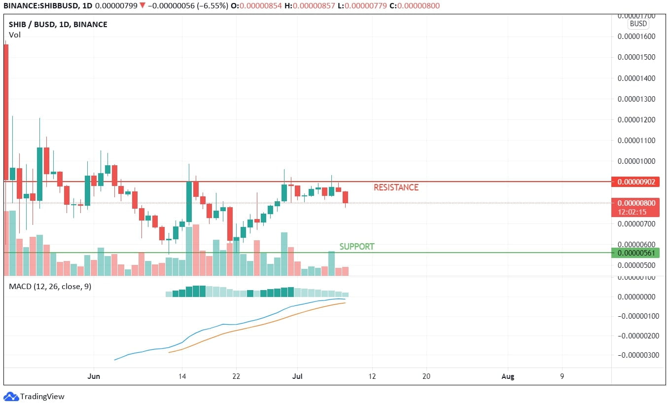 Shiba Inu (SHIB) Struggling at the Resistance Level