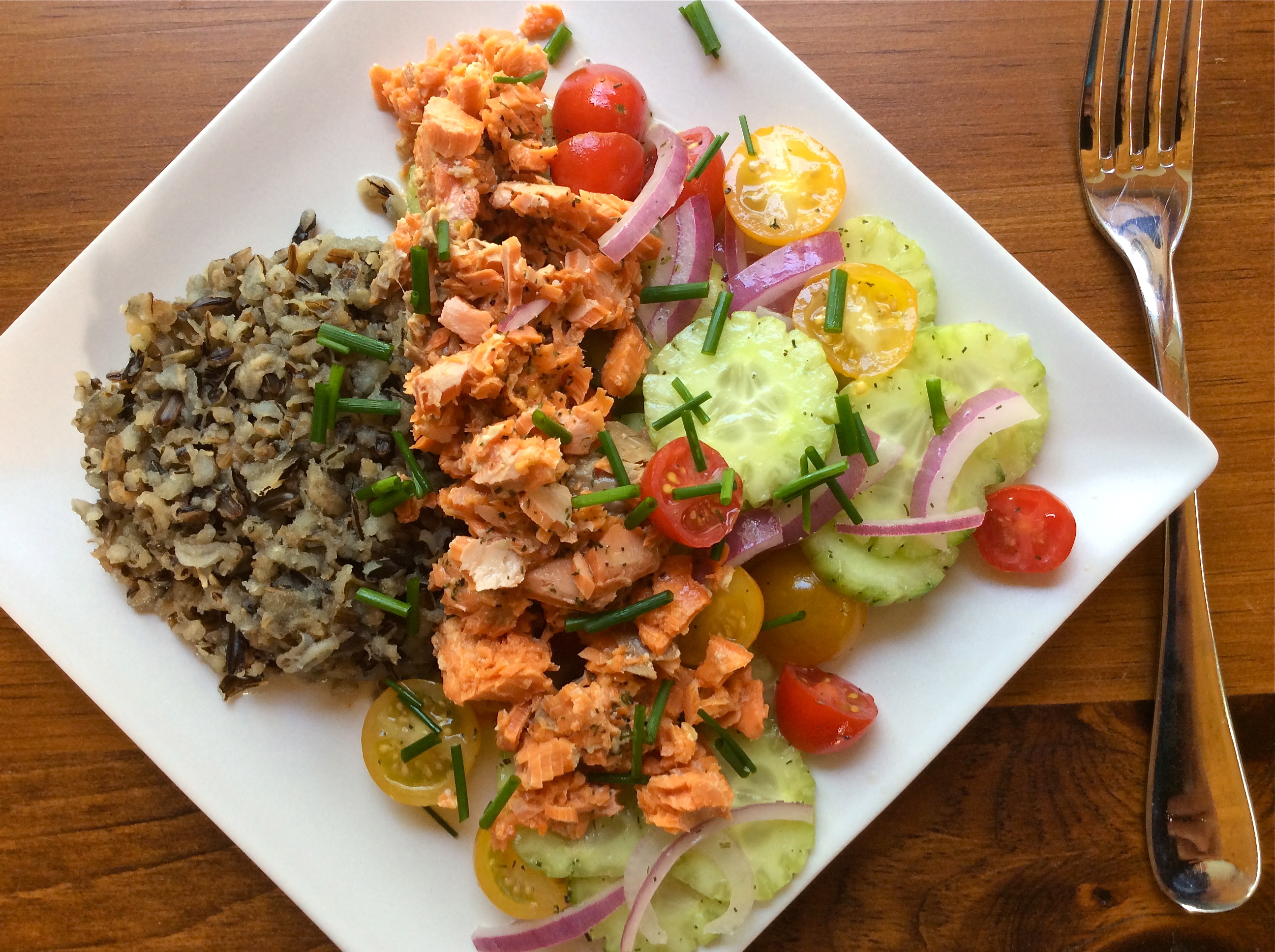 Salmon and Wild Rice Salad with Marinated Vegetables