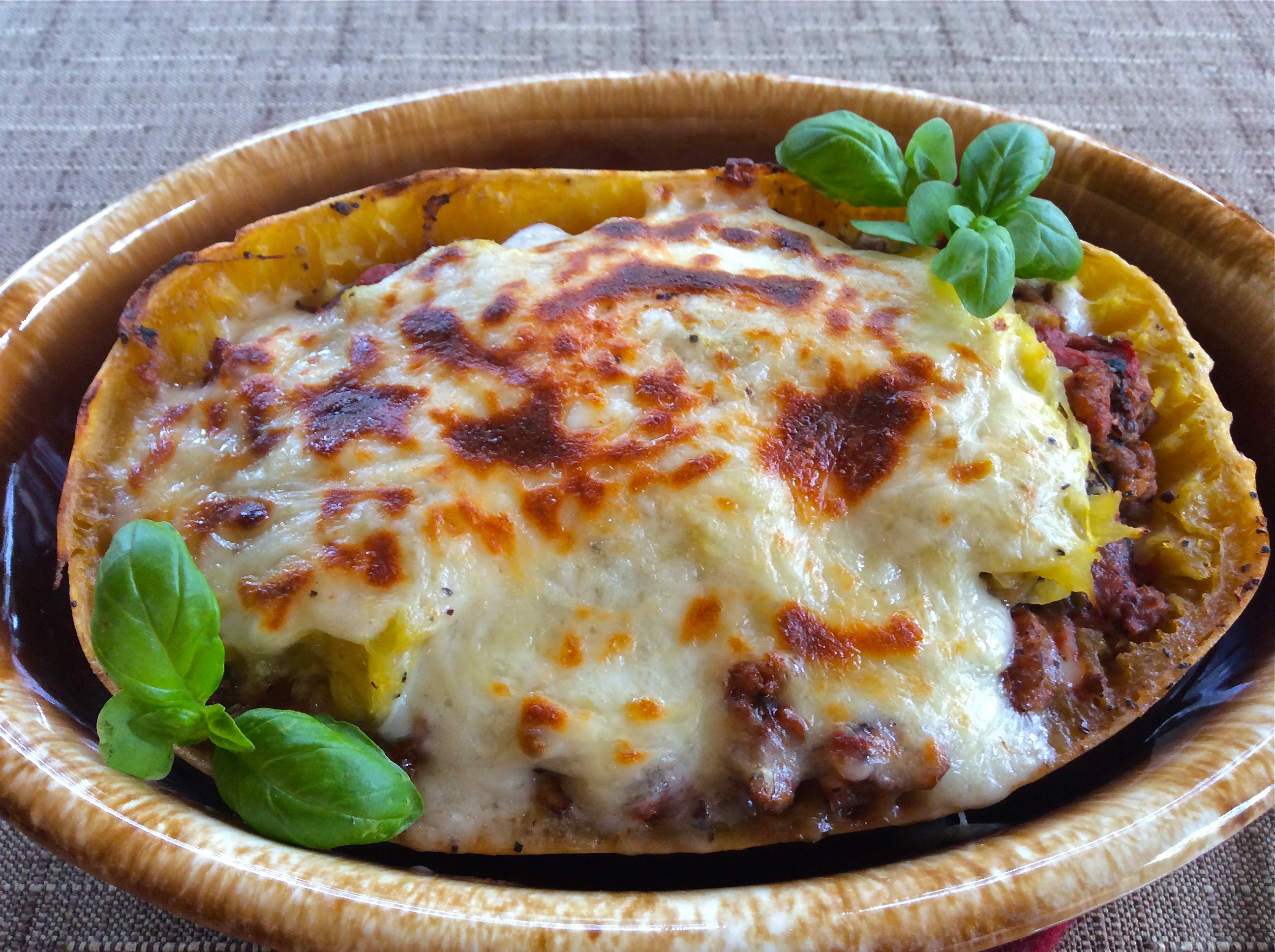 Roasted Garlic Spaghetti Squash Lasagna Boats