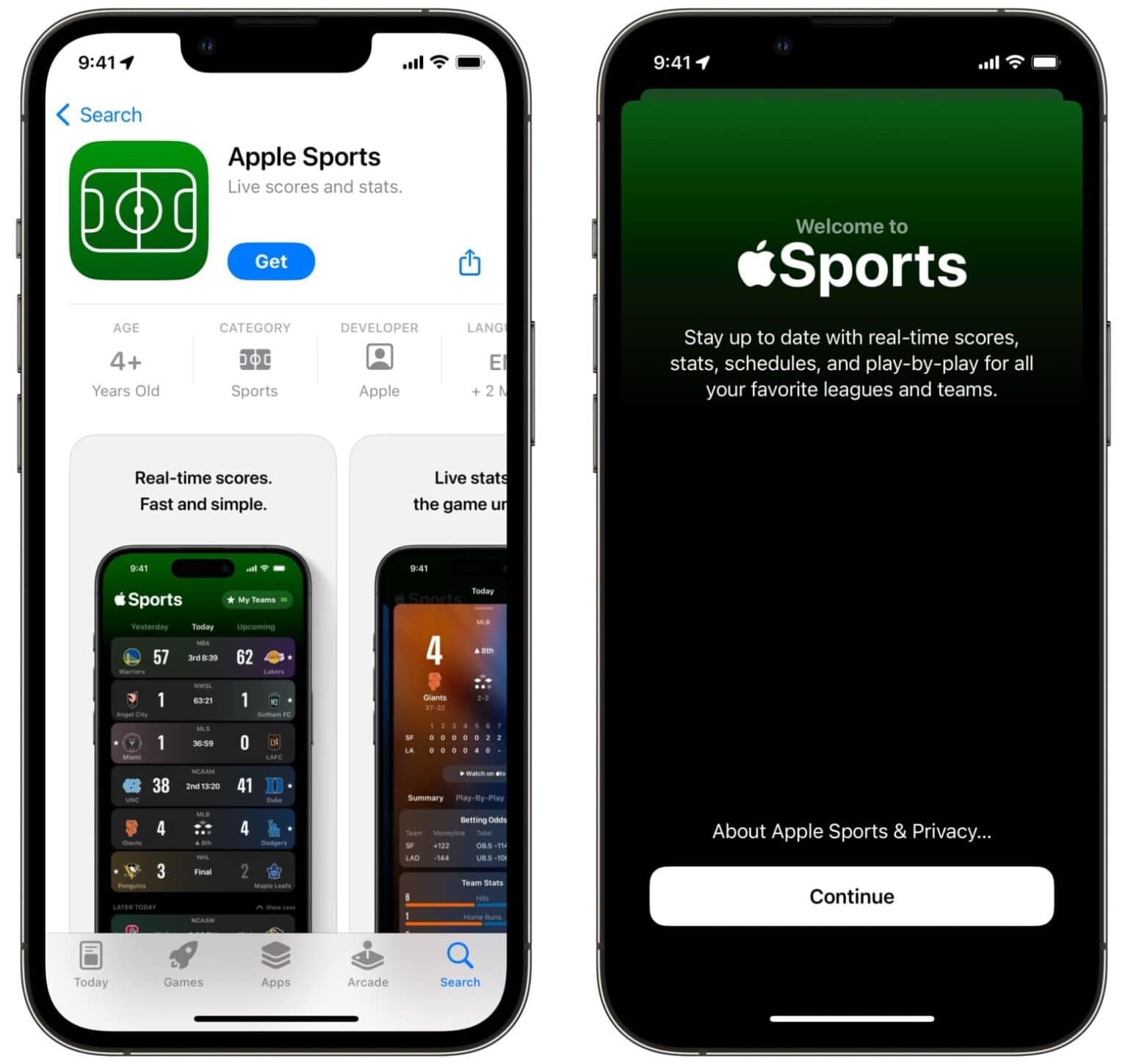 Apple Sports App updates