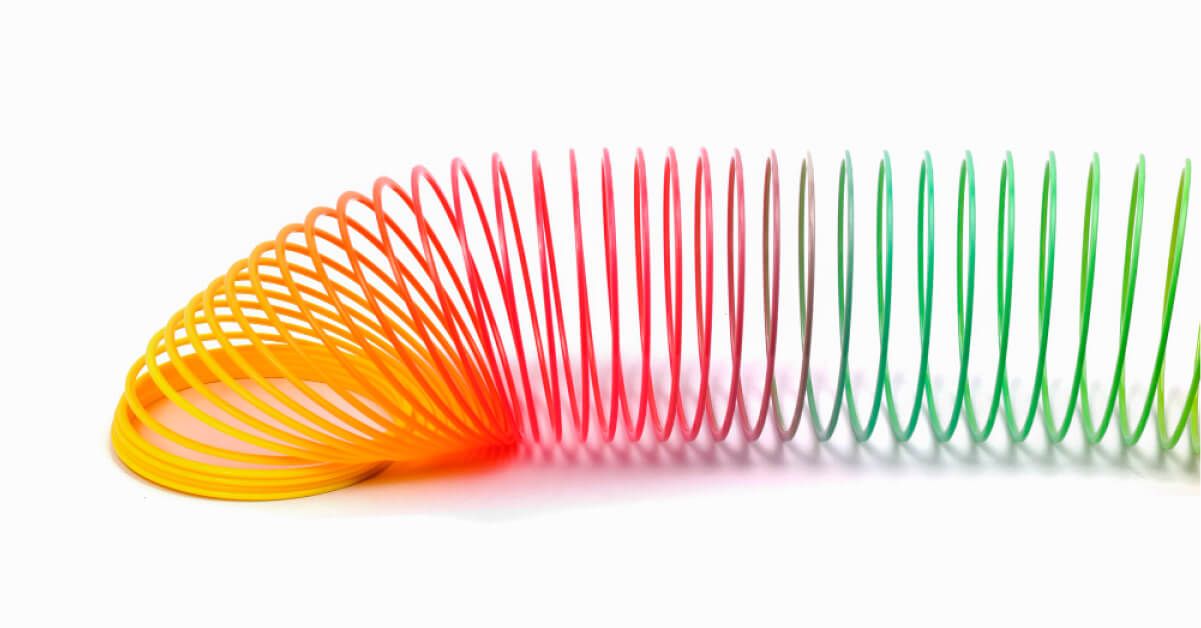 A rainbow slinky toy