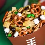 Football Chex Treat - Your game day party needs a sweet and salty treat! Football Chex Treat is the perfect game viewing snack for the whole family.