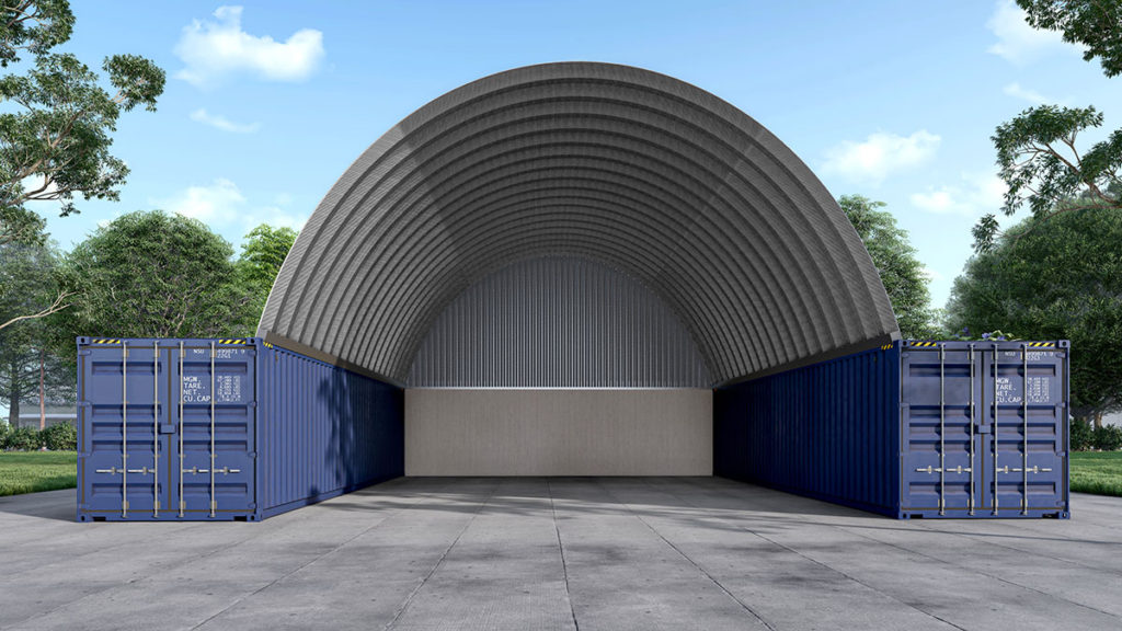 Container Roof Kit with Back Steel Wall