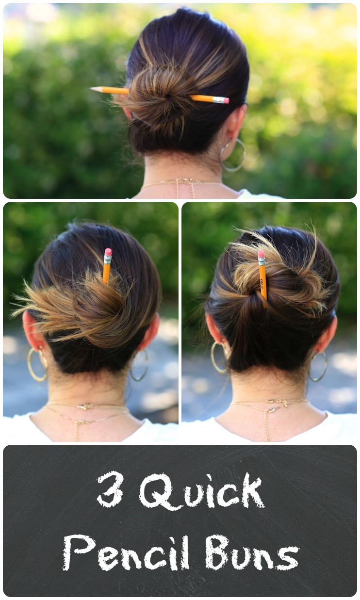 3 Easy Pencil Bun Ideas BacktoSchool Hairstyles Cute