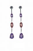 Modern Multi Gemstone Drop Earrings