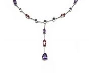 Modern Amethyst Tourmaline and Iolite Necklace