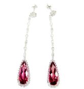 Modern Tourmaline and Diamond Drop Earrings