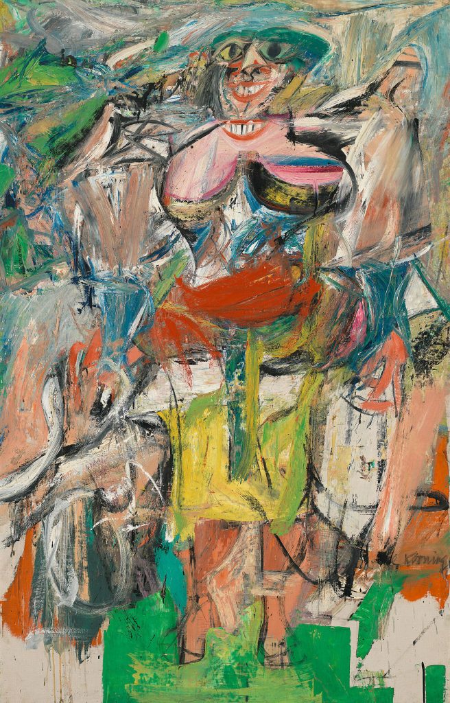 Abstract Expressionism: Willem de Kooning, Woman and Bicycle, 1952-3, oil, enamel, and charcoal on linen. Whitney Museum of American Art, New York, USA.