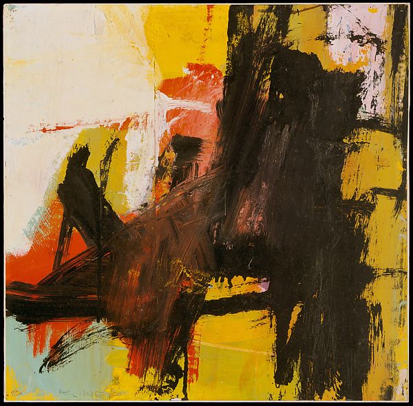 Abstract Expressionism : Franz Kline, Black Reflections, 1959, oil and pasted paper on paper, mounted on masonite. The Metropolitan Museum of Art, New York, USA.