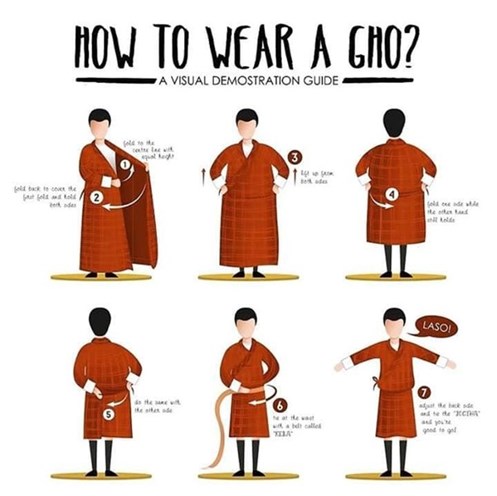 how to wear a bhutanese gho