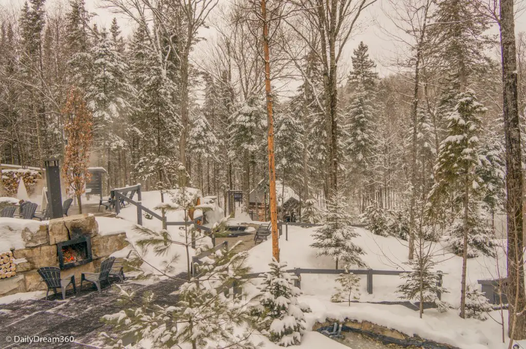 Winter scenery at Siberia Station Spa Quebec City